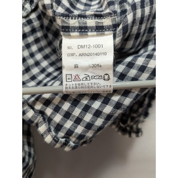Urban Research Doors Womens European Linen Gingham Black/White Shirt Size Small - Picture 6 of 8
